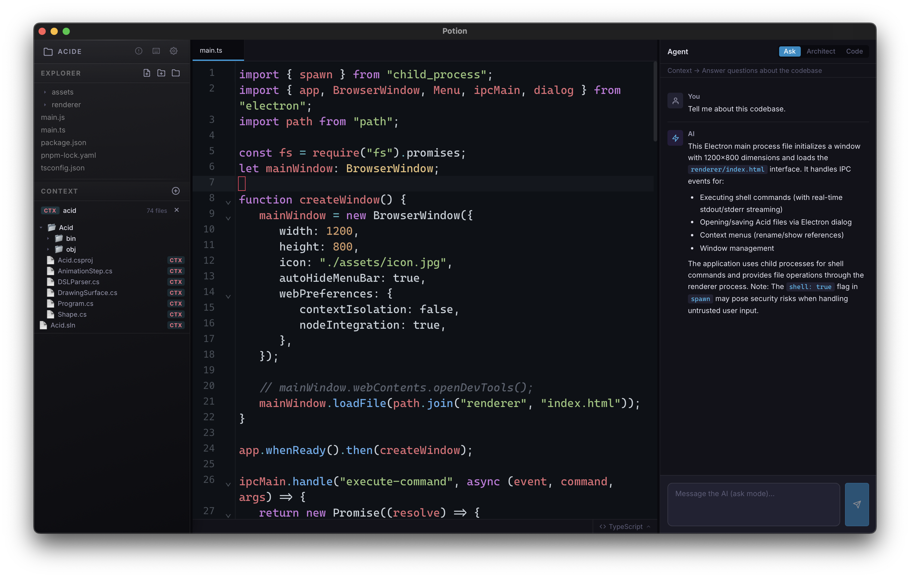 Potion IDE screenshot